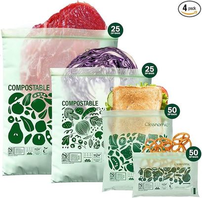 Compostable* Food Storage Bag Bundle - Gallon, Quart, Sandwich en Snack maten