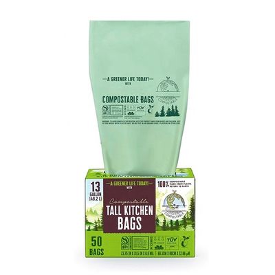 Groothandel Duurzaam 100% biologisch afbreekbaar maïsstarch Custom Printed High Kitchen Compostable Trash Bin Liner Bag voor voedselresten