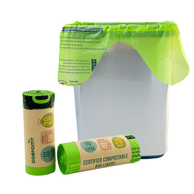 Wave Top Handle Compostable Garbage Bags Paper Wrap Rolled Voor Keukens Slaapkamers