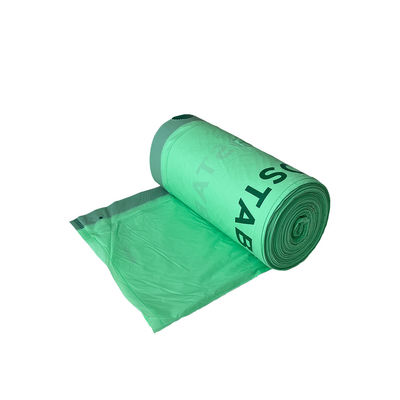Groene biologisch afbreekbare trekknoer vuilniszakken niet giftig met aangepast logo